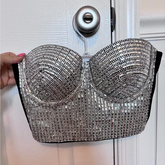 Akira stunning rhinestone corset/ bustier style crop top - Picture 2 of 8